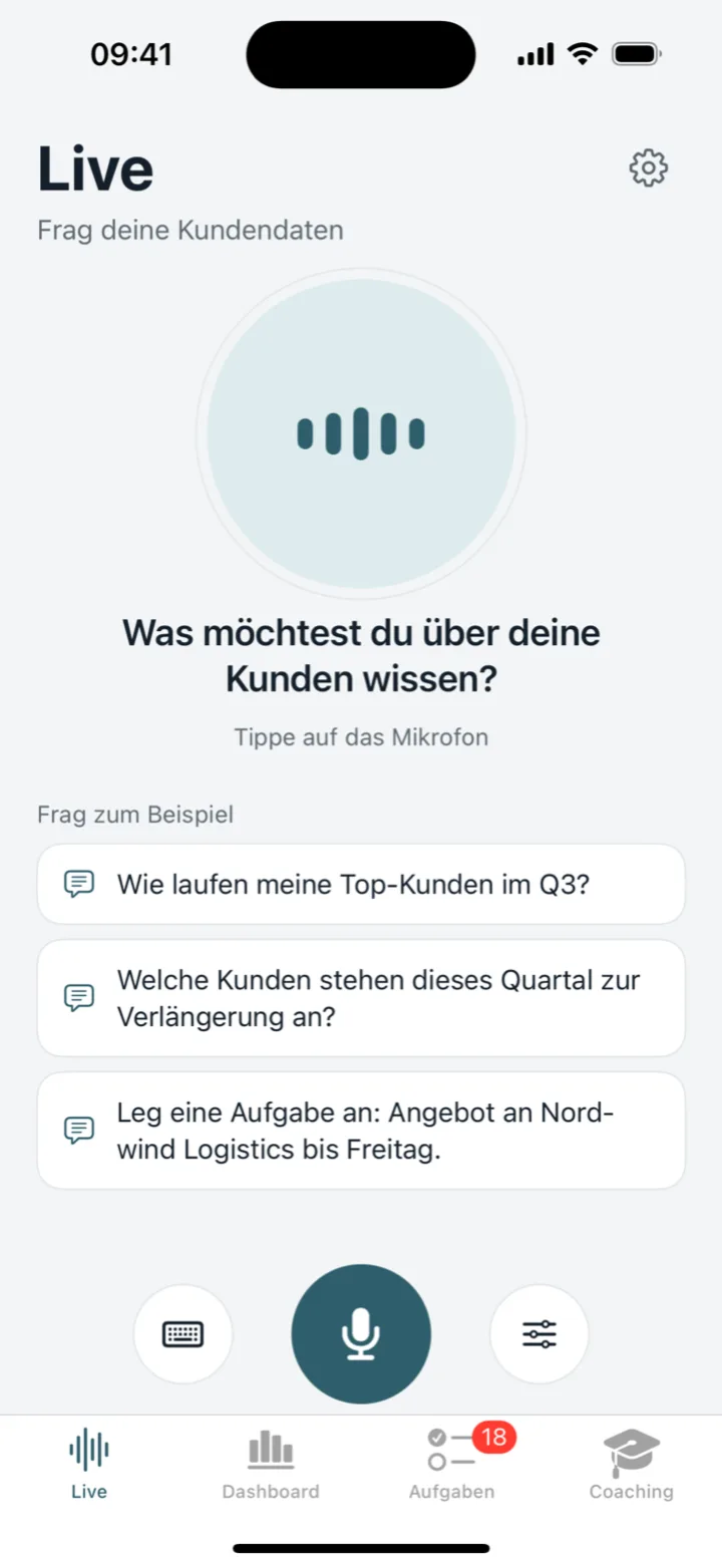 Sales Companion App: Sprachabfrage von Kundendaten auf dem iPhone